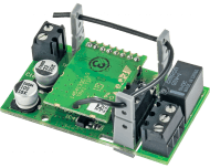 Vrij te programmeren miniatuur relais module. Geschikt voor inbouw in de behuizing van een slim te maken apparaat, bijvoorbeeld een garagepoort motor.