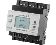 De Homematic IP Wired 4 kanaals zonwering actor wordt aangestuurd door het Homematic IP Wired bus-systeem en kan met elk kanaal een motor tot maximaal 500 Watt / 2,2 Ampere schakelen. Het display toont de actuele status van elk kanaal.